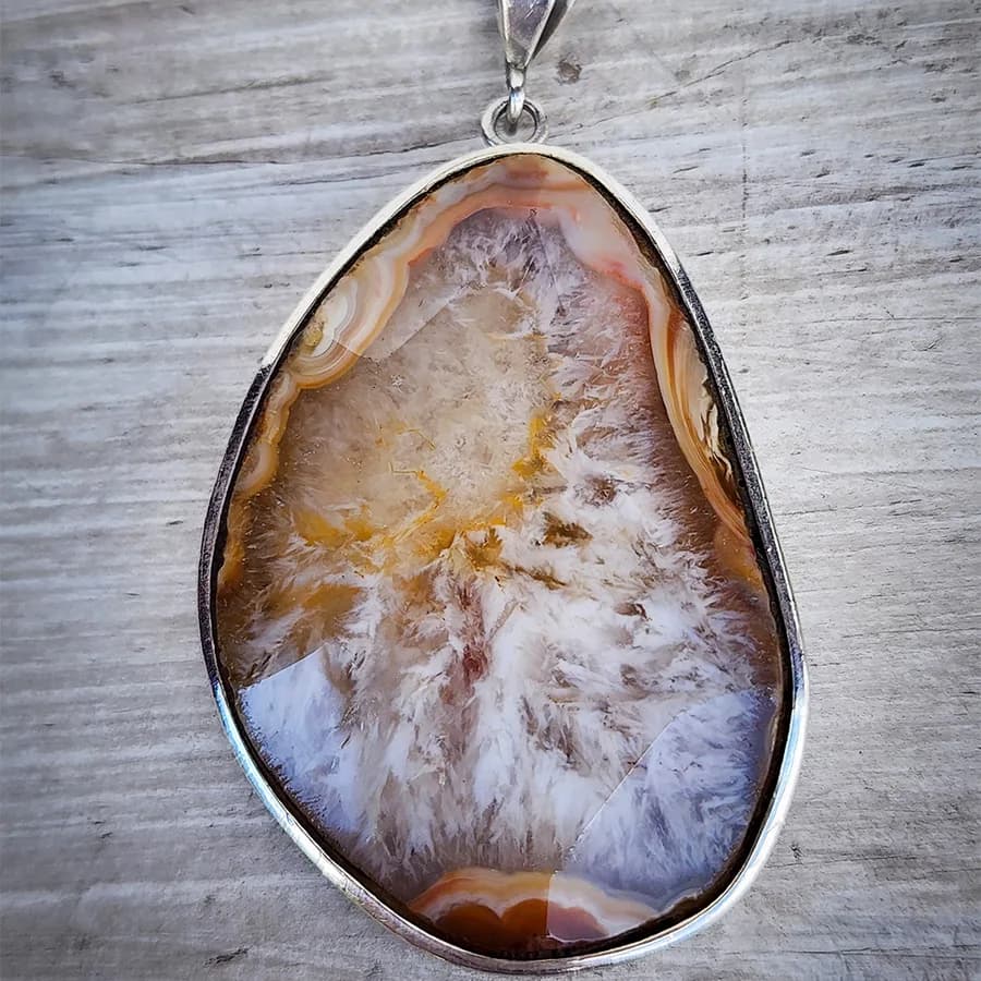 Dije Piedra agata Hexagonal